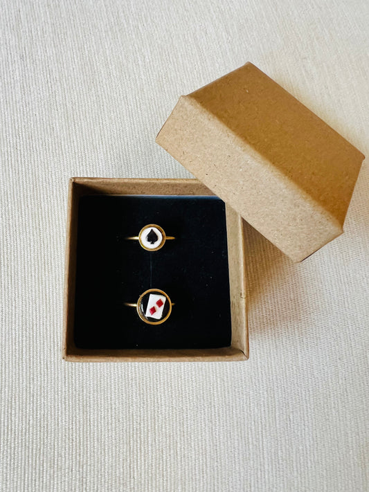 Poker Card Cameo Ring Set