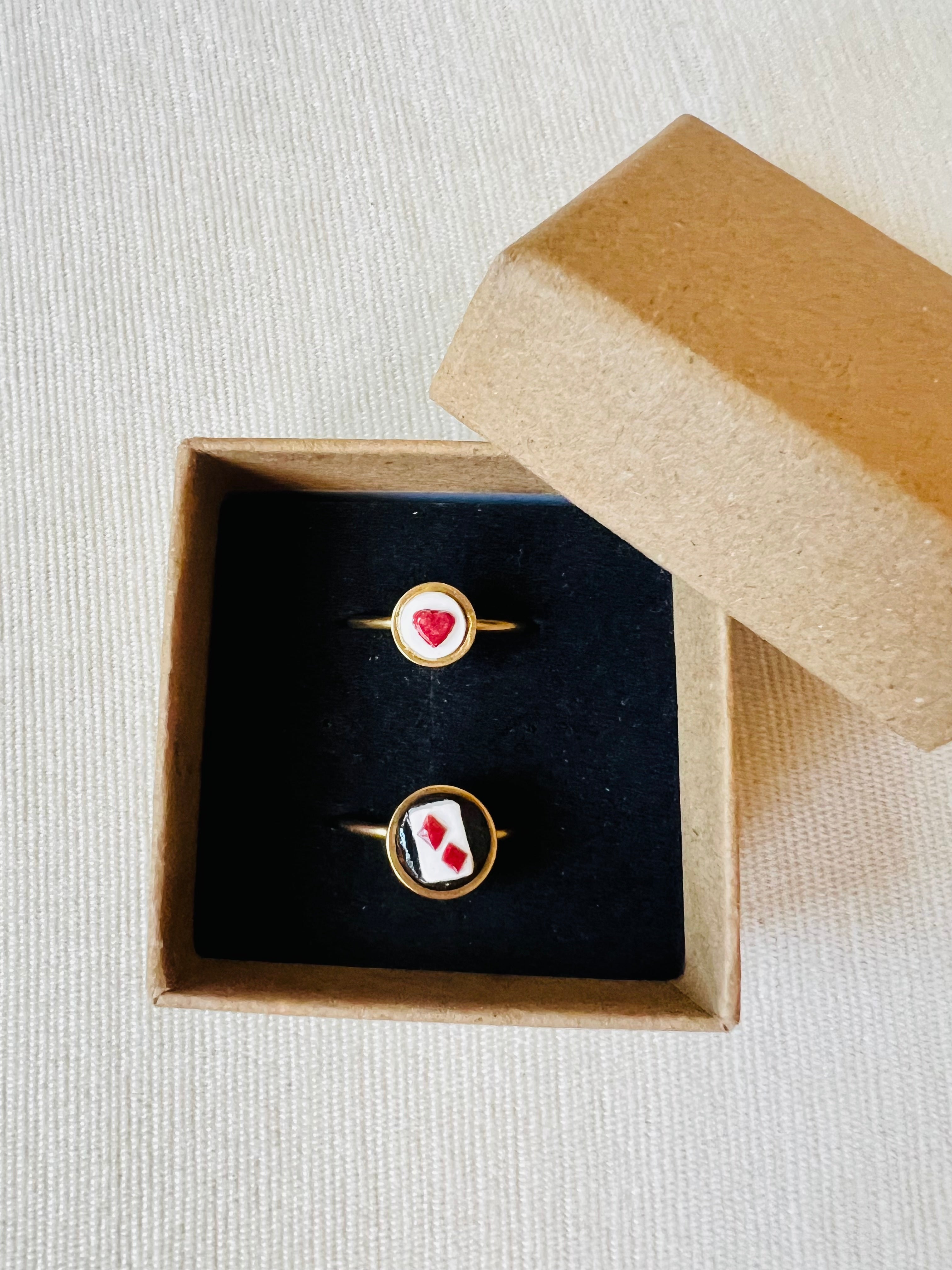 Poker Card Cameo Ring Set